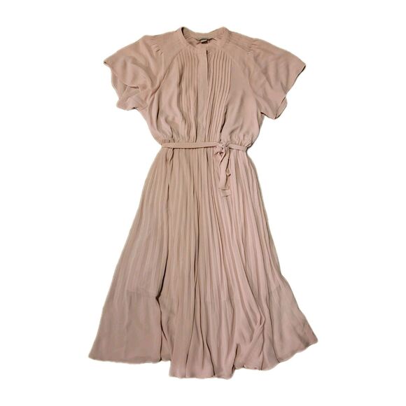 Large H&M Pintuck Pleated Dress Pink Blush Preppy Flutter Swiftie Taylor Raglan - Picture 1 of 9